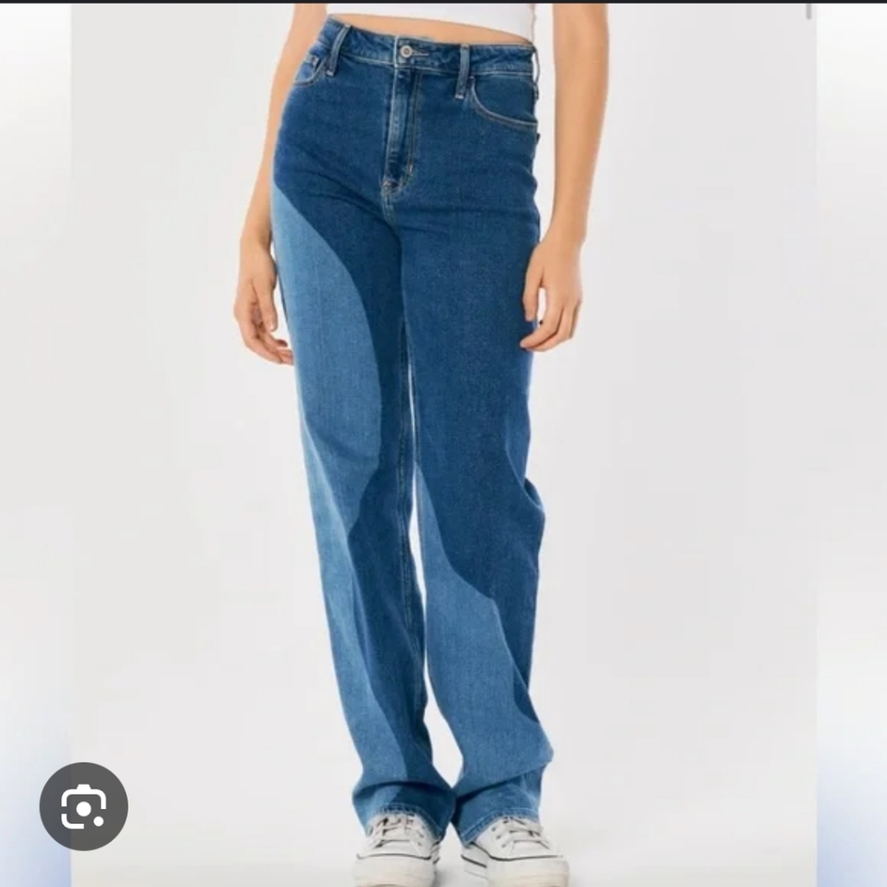 Hollister two-toned swirl patchwork dad jeans